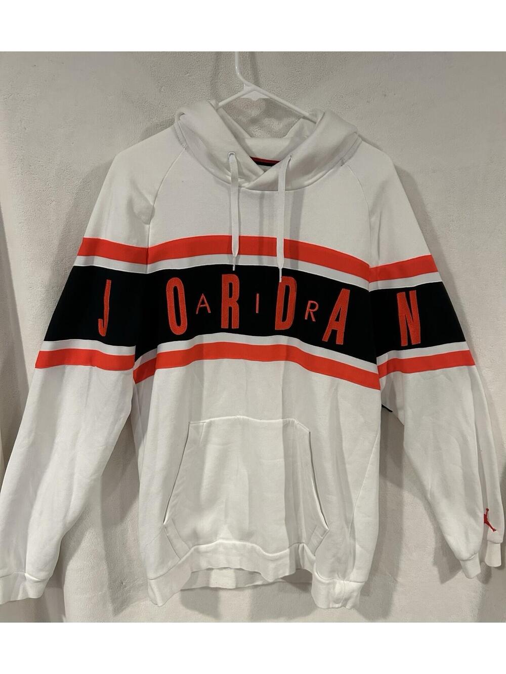 Nike Air Jordan Jumpman DNA Hoodie White Infrared Fleece Pullover Size XL